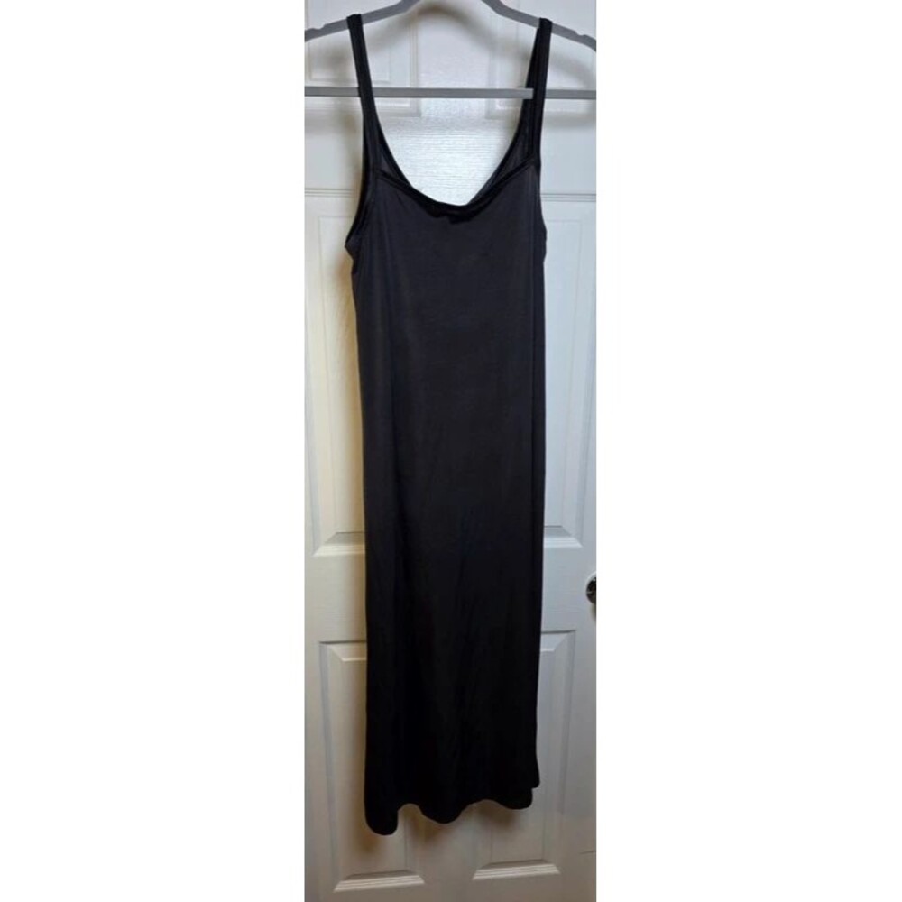 Vintage Vanity Fair Black Full Slip Dress Side Slit Stretch 10-158 Size S 32